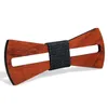 Vintage Red Rosewood Bow Ties Manual Hollow Out Bowknot för Gentleman Wedding Trä Bowtie Fasion Accessories 9 Styles