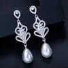 Luxury designer earring S925 Sterling Silver Post Charm Pearl Earrings AAA Cubic Zirconia Copper Jewelry Rose Gold Earrings For Women Girls Valentines Day Gift