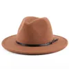 19 Colors women's Fedora Hat For Gentleman Woolen Wide Brim Jazz Church Cap Band Wide Flat Brim Hats Stylish Trilby Panama Caps M2921