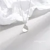 Sodrov 925 Sterling Silver Necklace Pendant For Women Creased Heart Necklace Silver 925 Jewelry Pendant Silver Necklace Q0531