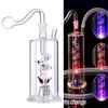 6.1 inch LED Color Change Hookahs Dab Oil Rig Handcraft Glass smoking Pipe Lights Bongs Hookah Tobacco Ash Bowl Portable Shisha Oil Percolater Bubbler Water Pipes