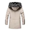 Veste d'hiver Parkas pour hommes Hommes Long Manteau de fourrure Col de fourrure Doublé Manteau chaud extérieur capuche détachable vêtements de mode1