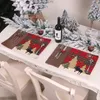 Tapis de table de Noël en tissu résistant à la chaleur Cuisine Tapis de table Xmas Plaid Elk Tree Set de table Décoration de Noël JK2010XB