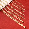 Ketten 24K Gold gefüllt Herren Italien geschnitzt flache Figaro Hip Hop Halskette Kette Männer Jungen Schmuck Geschenk1