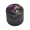 Hot selling Skull Pattern cigarette mill aluminum alloy 4 layers, diameter 50 mm Cigarette Mill, drop plastic map