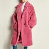 PUDI new women fashion real sheep fur over coat girl leisure solid teddy color jacket over size parkas ct817 201016