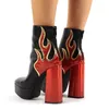 Perixir Flame Platform Block Heeled Ankle Boots Ablaze Black Sexy High Heeled Women Boots Comfortable Women Shoes in Winter 201102