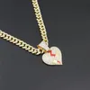 Collana con cuore spezzato in zircone cubico ghiacciato per uomo Donna Gioielli hip-hop Girocolli a catena cubana Miami con strass completi