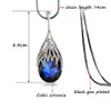 Hänghalsband Sinleery Fashion Waterdrop Shaped Big Necklace med Blue Cubic Zirconia Jewelry for Women Klädertillbehör My117 SSB1