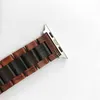 Lüks Retro Bilezik Kırmızı Sandal Ahşap Kayışı Apple Watch Band Için 45mm 41mm 44mm 42mm 40mm 38mm Kelebek Toka Bilekliği IWatch Series 7 6 5 4 SE Watch Bands