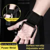 1 Para Regulowany Silny stalowy Hak Grips Pasek Weight Podnoszenie Siła Training Siłownia Fitness Nadgarstek Wsparcie Pro Sprzęt fitness Q0107