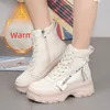 Mulheres Winter Fur Womens Chunky Sneakers Combat Woman White Sneaker Boots Tornozelo Anfibi Donna Y200115