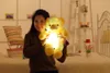 High quality cartoon cute music luminous ribbon bow tie bear plush toy Valentines day birthday gift Teddy doll built-in led colorful lights
