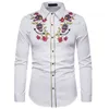 Stylish Western Cowboy Shirt Men Brand Design Embroidery Slim Fit Casual Long Sleeve Shirts Mens Wedding Party Shirt for Male336Y