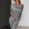 New Off Ramię Aksamitne Damskie Dres Suit Kobieta Jogging Zestawy Sport Kobiece Wiosna Jesień Lounge Wear Garnitury Damskie S-XL