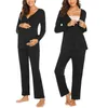 2020 New Nursing Pajamas Set Nightie For Feeding Baby Tops Women Winter Sleepwear Pyjama Allaitement Maternity Pregnancy Clothes LJ201120