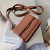 Hot Sale Solid Color PU Leather Crossbody Bags 2020 Women Pu Leather Shoulder Bags Brief Flap Women's Casual Messenger Crossbody Bag
