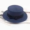 2019 Sommarhatt Kvinnor Beach Straw Hat Panama Cap Fashionable Handgjorda Casual Flat Brim Bowknot Sun Hattar för Kvinnor Gorras G220301