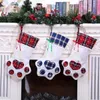 New 2 colors Stockings Christmas Home Decoration Accessories Plaid Christmas Gift Bags Pet Dog Cat Paw Stocking Socks Xmas Tree Ornaments