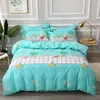 100% Bomull Pastoral Blomma Tryckt 4PCS Sängkläder Plaid Stripe King Size Duvet Cover Set Single Double Queen Soft Bed Sheets 201120