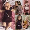 Baby flicka kläder spädbarn är ärmlös ruffle rompers toddle cross criss fasta jumpsuits nyfödda boutique onesies klättrar bodysuits lsk8150424