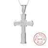 Luxus große 925 Sterling Silber exquisite Bibel Jesus Kreuz Anhänger Halskette für Frauen Kruzifix Charm Pave 360 Stück simulierter Diamantschmuck