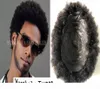 Toupet Afro à peau fine, cheveux noirs malaisiens non transformés, cheveux humains afro crépus bouclés, toupet en PU pour hommes noirs, meilleure vente 1083378