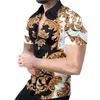 unique élégant hommes plage camisa chemises vêtements rayé impression chemisier hawaïen manches courtes été bouton chemise popeline usine approvisionnement lujo chemise hawaïenne