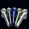 Oil Burner Glass Pipe tobacco herb nails Water Hand Pipes Smoking Accessories 3.9 inch Thick Pyrex Portable Smoking Tube Pink Blue Green Clear Color Wholesale