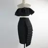 Dames 2 Stuk Sets Crop Tops Rokken Sexy Diner Ruffles Off Shoulder Slim Jupes 2020 Mode Nieuwe Zomer Backless Party Wear Suit T200702