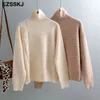 Autunno inverno dolcevita oversize cashmere Swetter Pullover Donna femminile sciolto maglione Twist manica lunga grande maglia ponticelli top LJ201112