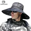 CAMOLAND Camouflage Seau Chapeaux Pour Hommes UPF 50+ D'été Chapeau De Soleil Casual Mâle Chapeau De Pêche En Plein Air Long Large Bord Boonie Cap Y200714