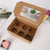 Kraft Paper Muffin Cupcake Boxes Gift Cake Food Storage Baking Packing Case Transparent Window Delicate Durable Containers 0 75bg F2