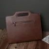 Briefcases Crazy Horse Leather Retro Briefcase Men IPad Document Stereotyped Bag Zipper Envelop Male Business Casual Handbag Satchels