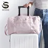 Duffel Bags Women Foldable Travel Handbags Large Capacity Luggage Bag Lightweight Shoulder Solid Color Fitness Sports 2021 XA213M1