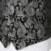 Black 3PCS мужская вечеринка свадьба Paisley Watercoat жилет карманный квадратный галстук костюма для свадебного жениха смокинг Chalecos Para Hombre 201106
