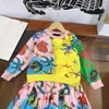 2022 Spring Marka Design Dzieci Dress Sets Girls Hooded Sweter-Koszula Kurtka Długoszechowa Spodnie Kurtki + Spódnice Dostosuj dresy dla dzieci