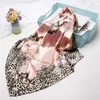 Scarves Leopard Print för kvinnor Silk Satin Hijab Scarf Kvinna 90cm * 90cm Fashion Square Shawl Scarfs Ladies 2021