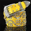 Western Cowgirl Cowboy Style Rhinestones Belt Bling Studded Crystal Belts For Women Men Fashion Genuine Leather belt Street Punk AA220312