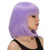 Carnival Women Wig Purple Short Straight Heavy Bang Perruque synthétique de vacances