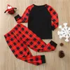 Buffalo Plaid Abiti di Natale Pigiama Set Famiglia Corrispondenza 2020 2021 Maschera Renna Santa Claus Blusa e Pantaloni Home Night Vestiti E110301