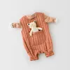 Pasgeboren baby baby jumpsuit jongens en meisjes dikke warme romper mouwloze jumpsuit winter houden warme kleding gratis cartoon pop 201029