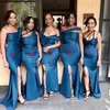 Vestidos de dama de honra africanos plus size alças um ombro frente fenda sereia até o chão feito sob encomenda vestido de dama de honra vestidos 401