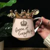Roze Crown Cup Nordic Wind Ins Mok Strap Lepel Koffiekop Creatieve Keramische Watermelk voor ontbijt Cups en Mokken Meisje Gift Y200106