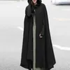 Höstkläder Hooded Coat Kvinnor Vintage Gothic Cape Poncho Coat Medeltida Victorian Warm Long Open Stitch Jackor Plus Storlek T200319