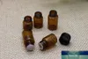 Ölflaschen für ätherische Öle, 2 ml/1 ml, bernsteinfarbene Glasfläschchen, Probenflaschen mit Öffnungsreduzierern und schwarzen Kappen