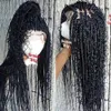 Moda 180densywność Pełna Piękna Bogini Box Braids Lace Front Wig Handmade kręcone warkocze Cornrow Peruka dla czarnych kobiet