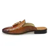 Kapcie pół pokrycia buty dla mężczyzn Moda Prawdziwej Skóry Pantofel Wysokiej Jakości Oddychające Dorywczo Wygodne Outdoor Tassel Loafer Dorosły 220302