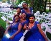 En dator 2022 Afrikansk sommar Royal Blue Chiffon Lace Bridesmaid Dresses A Line Cap Sleeve Split Long Maid of Honor Gowns Plus Size Custom Made