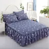 Conjunto de 3 peças roupa de cama saia para cama + 2 fronhas grátis colcha de casamento lençol capa de colchão completo lençóis de cama queen size king size Y200417